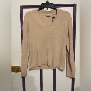Villager by Liz Claiborne Ribbed Cotton Beige Sweater XL